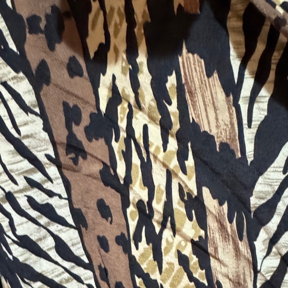 SilkLand Animal Print Blouse - Black, Brown, Cream Medium A019 - Picture 3 of 9
